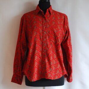 Anthony Saks 1960's Wool & Cotton Red Paisley Print Shirt - France